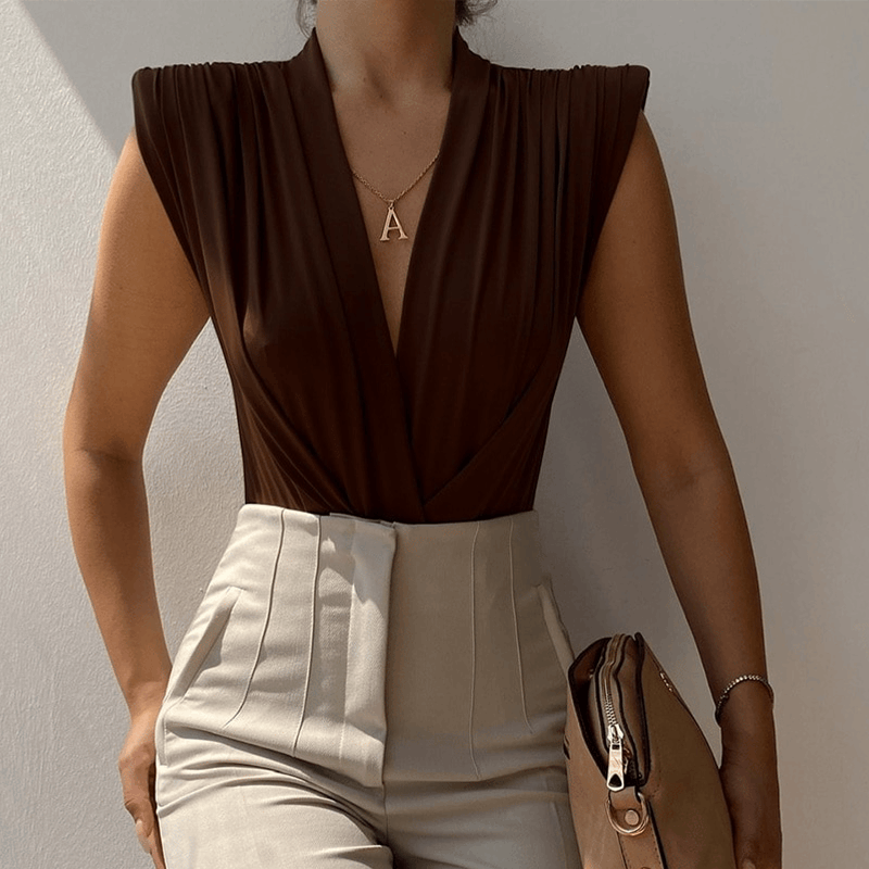 CLOVER V-NECK PLEATED BODYSUIT